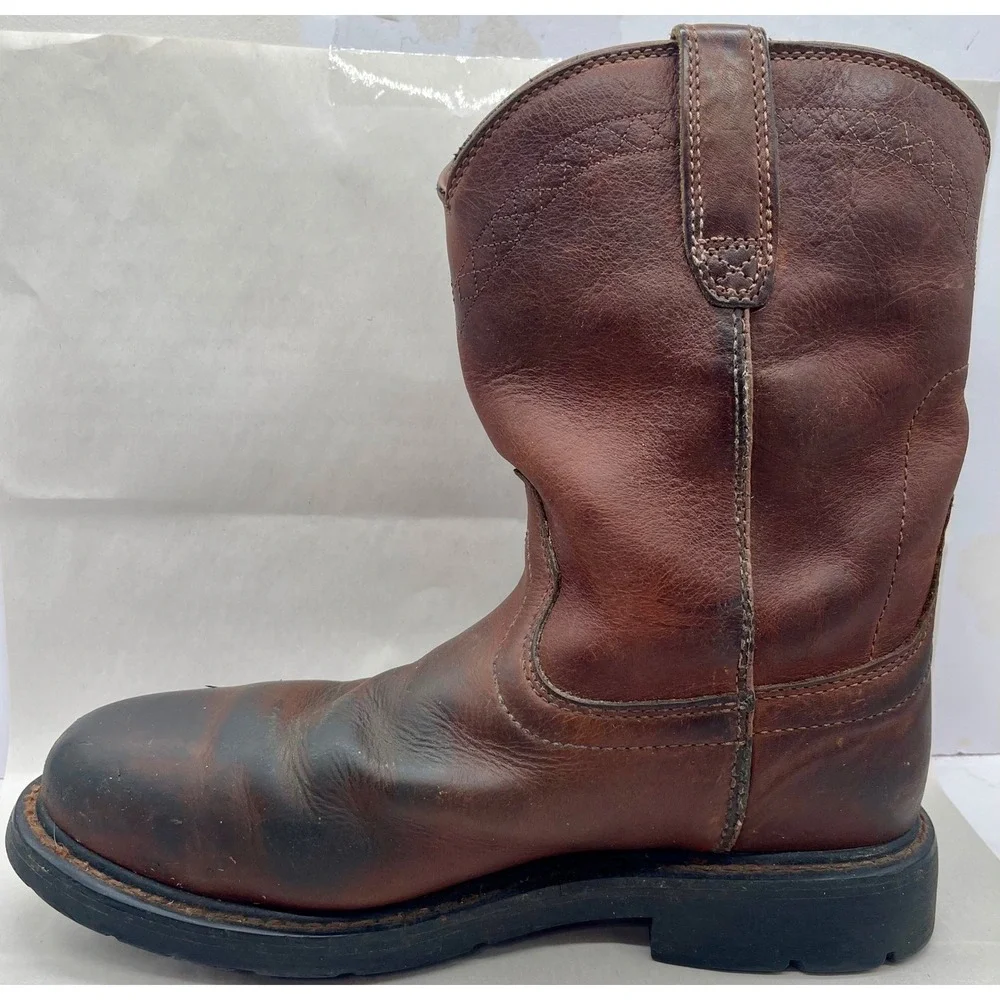 Ariat Mens Sierra Waterproof Steel Toe Work Boots Brown Leather Pull On 10002385